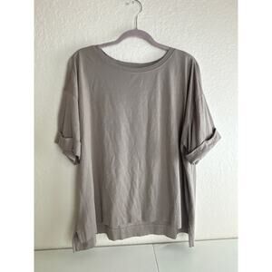 Logo by Lori Goldstein Taupe Short Cuffed Sleeve T-shirt Modal Blend Size XL